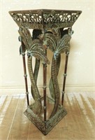 Palm Tree Motif Metal Painted Plant Stand.