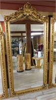 Gilt Framed Beveled Mirror.