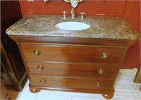 Marble Top Mahogany Chest Made into a Sink.