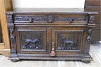 Louis XIII Style Oak French Hunt Cabinet.