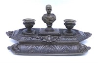 Greco-Roman Bust Accented Pen and Ink Stand.