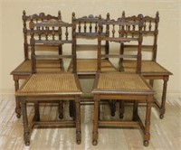 Henri II Style Caned Seat Oak Chairs.
