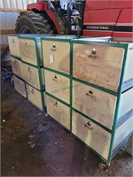 4 - 3 DRAWER STEEL CABINETS W/ CONTENTS