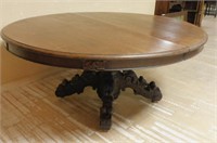 Neo Renaissance Style Carved Pedestal Table.