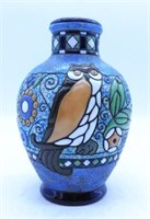 Owl Motif Czechoslovakian Amphora Vase.