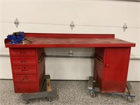Heavy duty metal work bench with vise-72" x 29" x