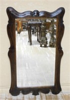 Continental Oak Framed Beveled Mirror.
