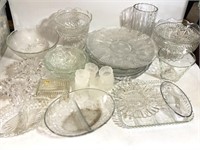 Lot of Crystal Cut Glass Bowls Plates Dishes