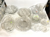 Lot of Crystal Cut Glass Platters Vases Bowls