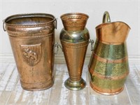 Copper And Brass Coal Hod and Umbrella Stands.