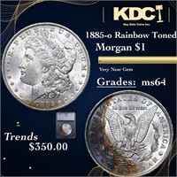 1885-o Morgan Dollar Rainbow Toned $1 Graded ms64