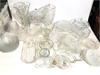 Lot of Crystal Cut Glass Bowls Vases Dishes Teacup