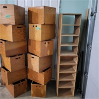 G744 Six wooden boxes, good for files Heavy items