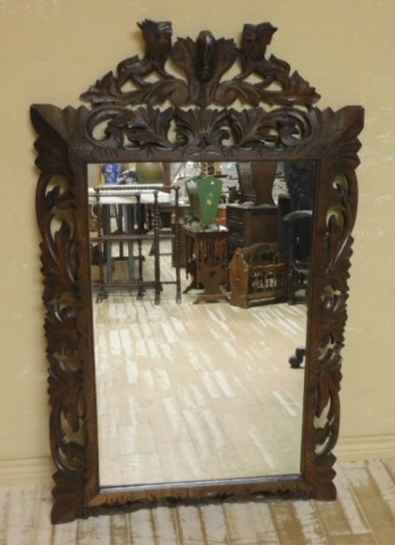 Louis XIII Style Oak Framed Mirror.