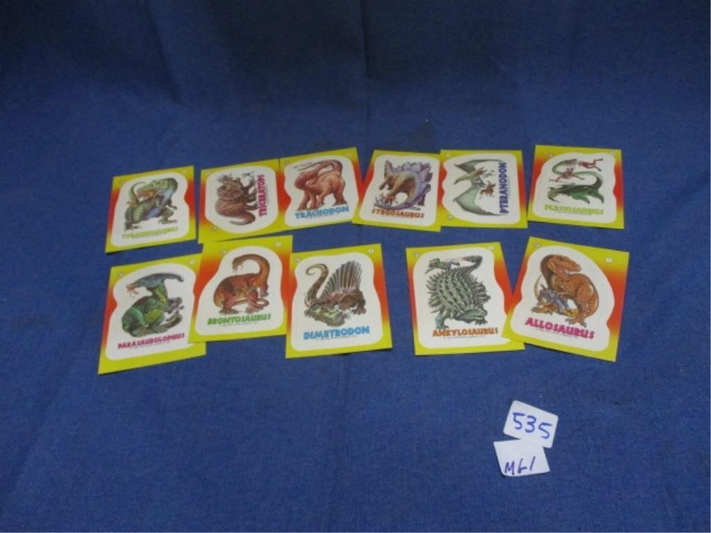 Dinosaur sticker cards .