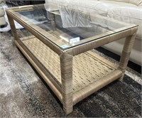 Glass Top Rattan Style Coffee Table