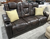 Brown Leather Style Power Reclining Chair