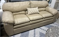 Modern Tan Leather Style Sofa