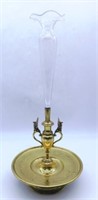 Single Etched Glass Flute Brass Epergne.