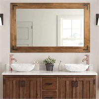 Yoshoot Rustic Wooden Framed Wall Mirror, Natural