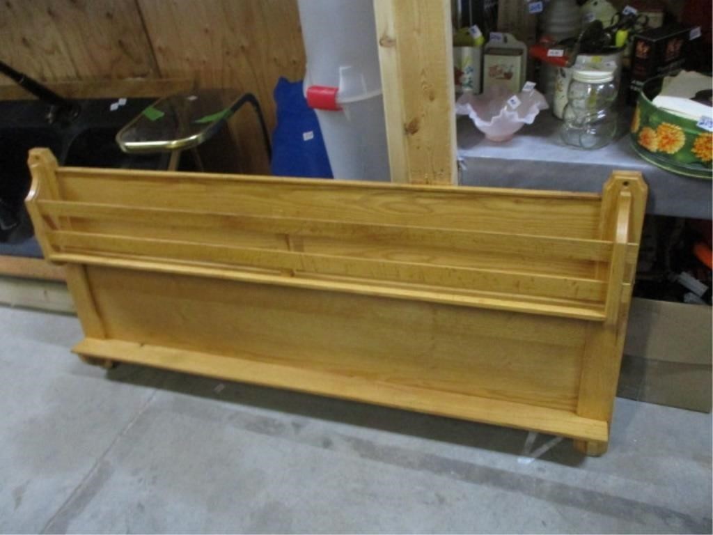 wooden display shelf .