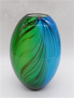 Multi-Colored Hand Blown Art Glass Vase.