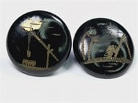 Japanese Brass Etched Tole Metal Buttons