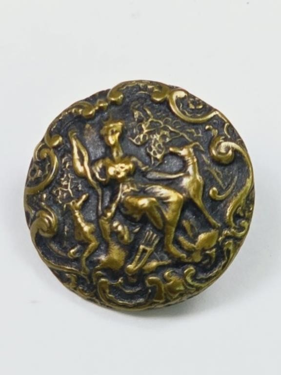 Greek Goddess Diana Stamped Brass Button