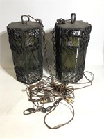2 Vintage Metal Lanterns Hanging Lights