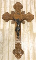 Well Carved Walnut Hanging Crucifix.
