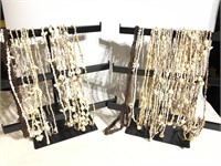 Lot of Puka Shell Necklaces w/ Selling Stands