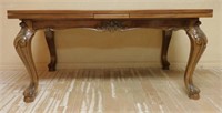Acanthus Carved Hoof Foot Draw Leaf Walnut Table.
