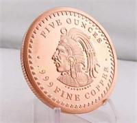 Five Ounces .999 Fine Copper Mayan Round