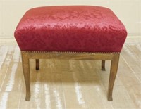 Red Upholstered Oak Bench.