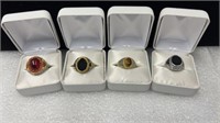 4 size 9 costume jewelry rings ring boxes  not