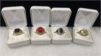 4 size 10 costume jewelry rings ring boxes not