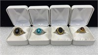 4 size 9 costume jewelry rings ring boxes not