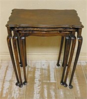 Queen Anne Style Nest Of Three Oak Tables.