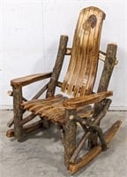Rustic Log Turkey Hickory Rocking Chair