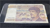 1984 Bank Of France 20 Vingt Paper Note