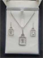 $180 Silver Tone Necklace & Earring set