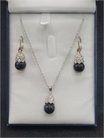 $160 Silver tone Necklace & Earrings set