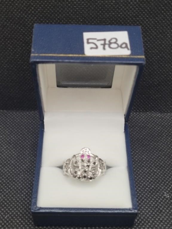 $110 Size 7 silver tone Frog Ring