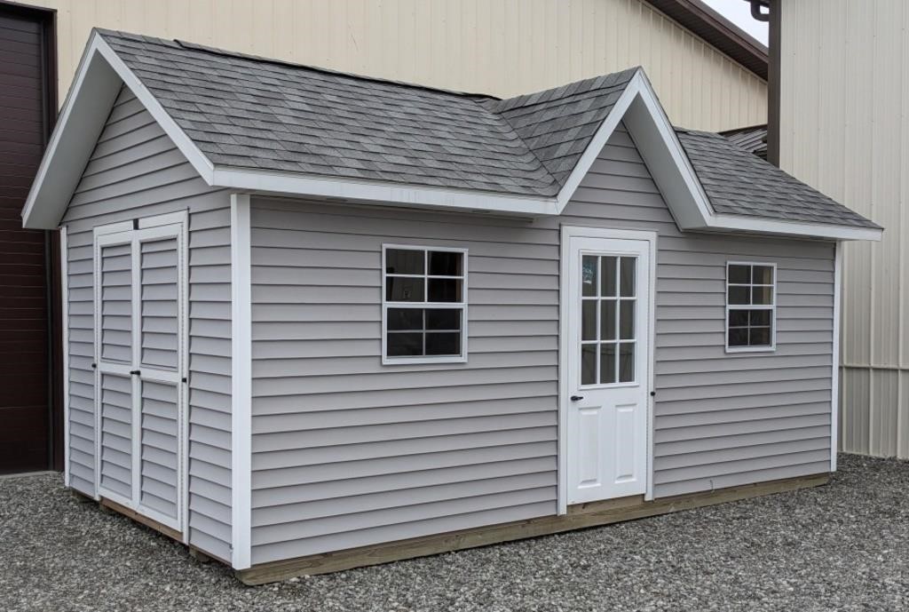 20' Grey/White Outdoor Shed