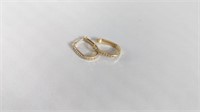14k Yellow Gold and CZ Hoop Earrings