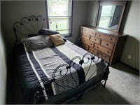 Iron Bed & 10 Drawer Dresser