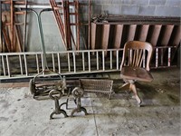 Andirons- Antique Chair- Reel Mower