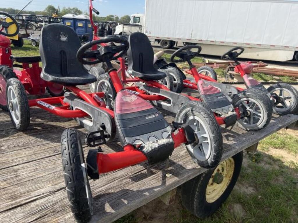 (3) Case IH Pedal Carts, Tricycle & Box of Parts