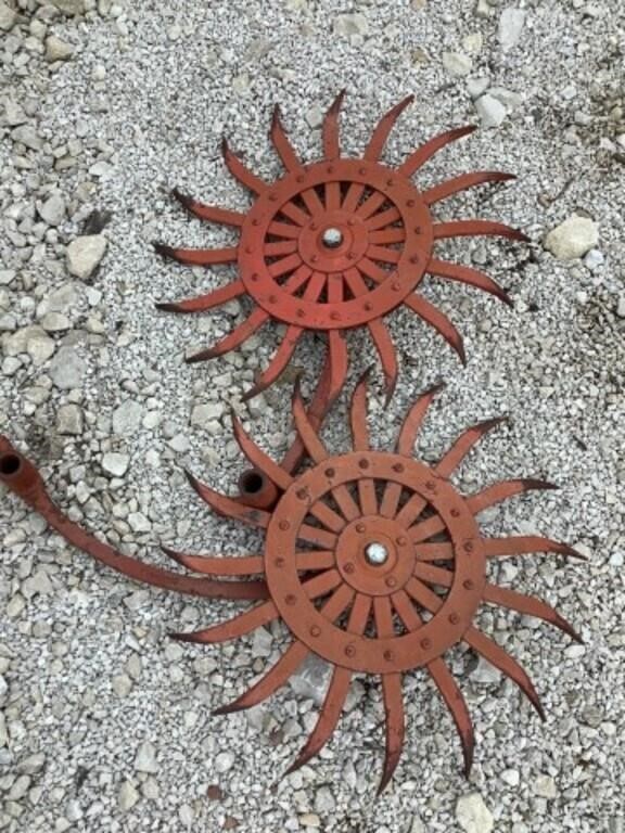 Two cultivator wheels