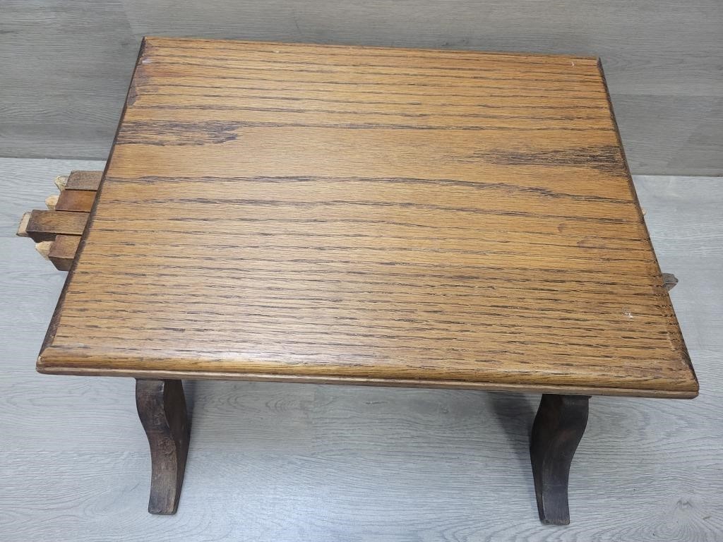 Deconstructed Vtg Oak Side Table Made in England